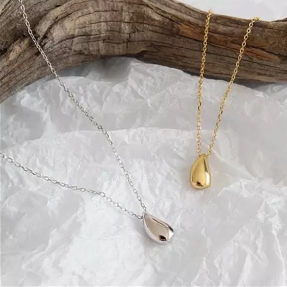 925 STERLING SILVER WATERDROP NECKLACE, NICE NECKLACE, CUTE NECKLACE - Picture 3 of 4